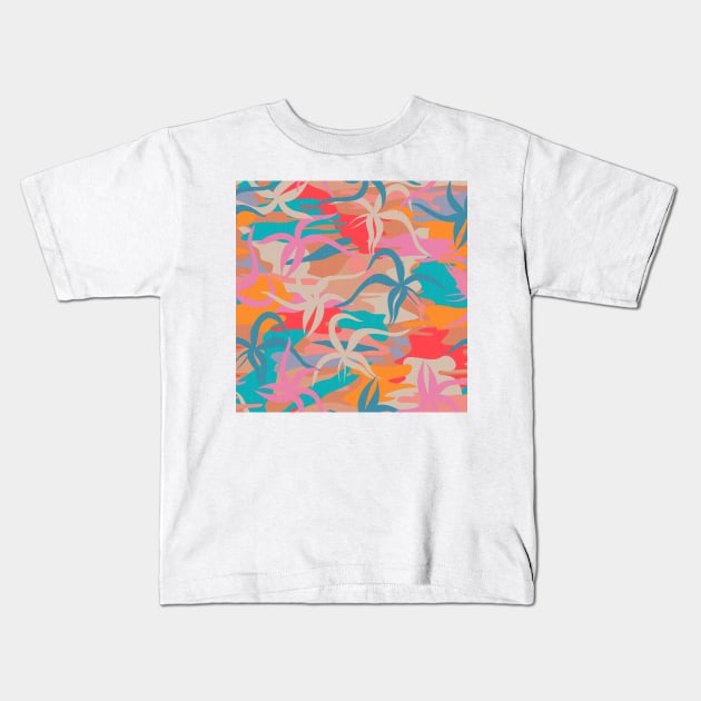 Tahiti Garden II. / Vibrant Plants in Red, Orange, Pink and Turquoise Kids T-Shirt by matise